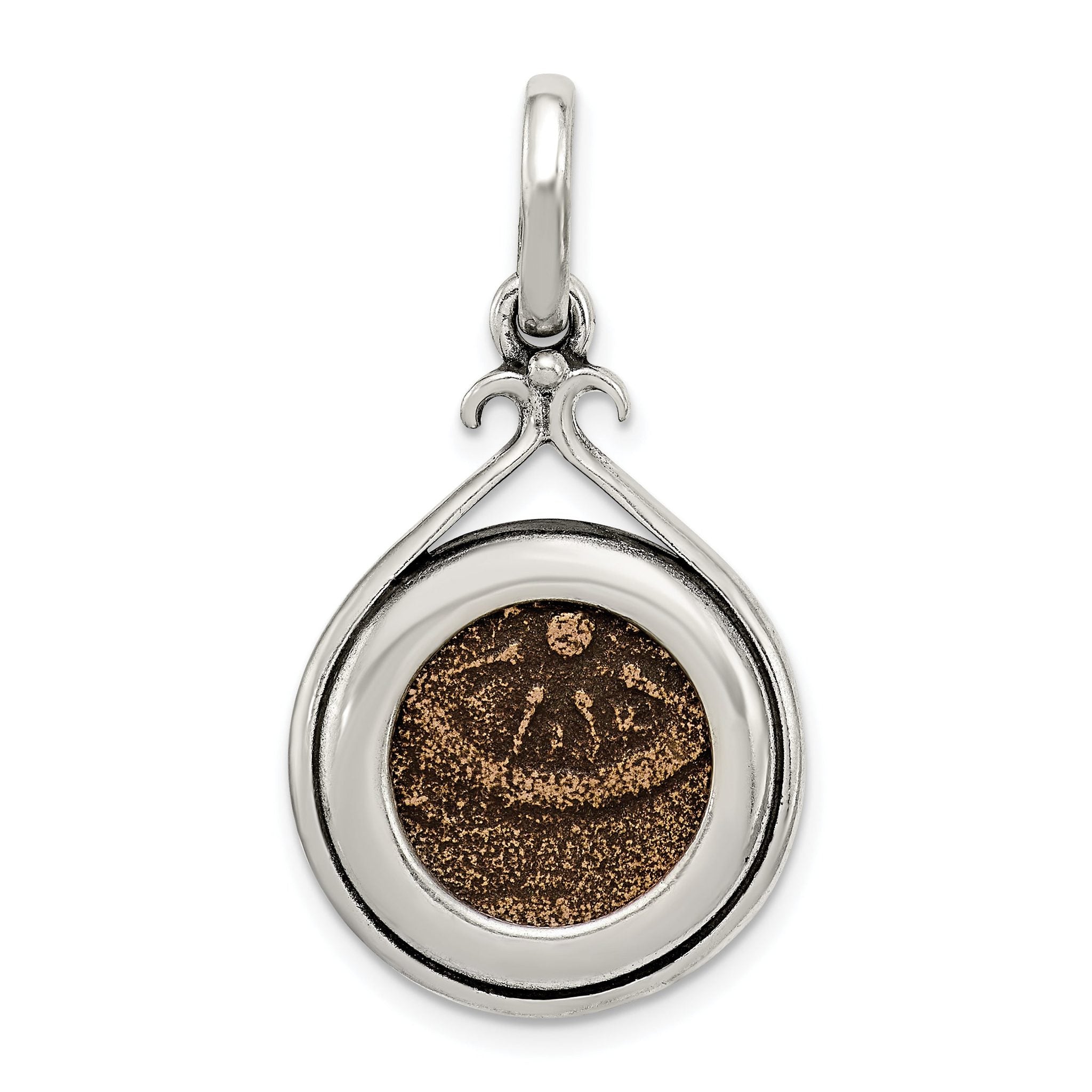 Ancient Coins Sterling Silver and Bronze Antiqued Widow's Mite Coin Pendant with a Certificate of Authenticity Main image