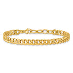 14k Polished 6.5mm Flat Curb Chain 7.5 inch Bracelet Plus 1 inch Extender