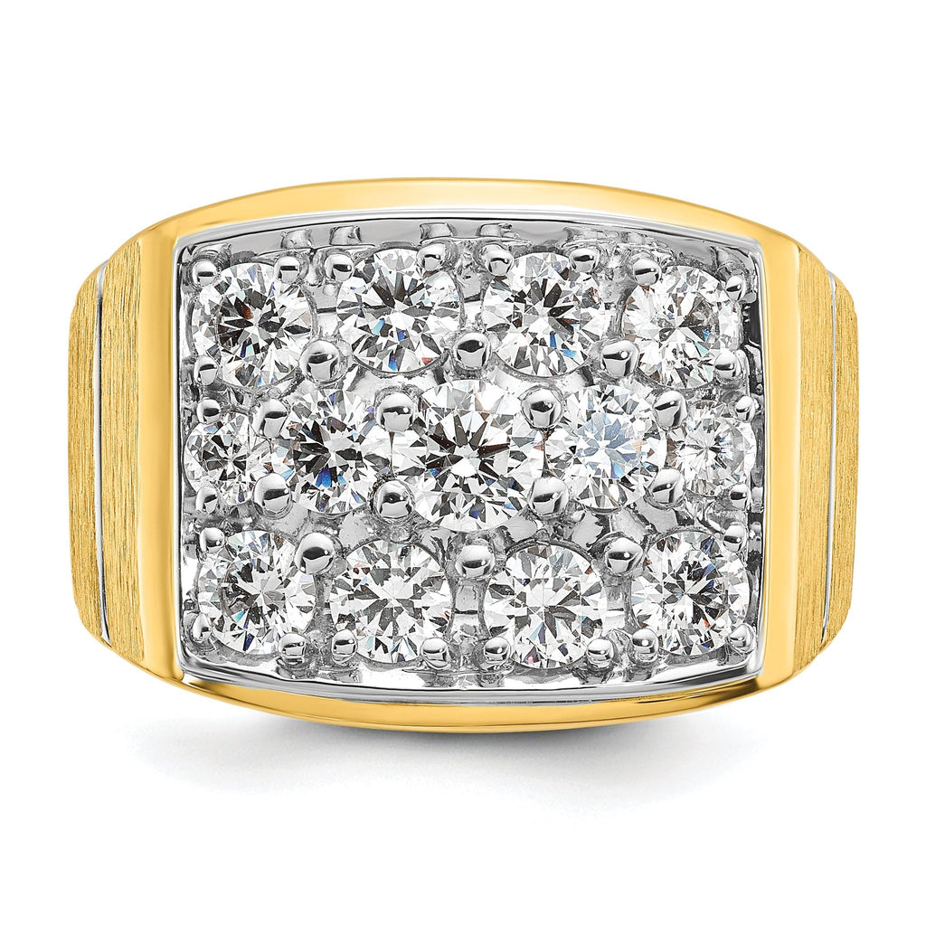 14k with White Rhodium Polished Satin and Grooved Men's Cluster Ring Mounting, Mounting Only