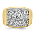 14k with White Rhodium Polished Satin and Grooved Men's Cluster Ring Mounting, Mounting Only