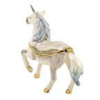 Luxury Giftware by Jere Pewter Bejeweled Crystals Gold-tone Enameled SUNNY Enchanted Unicorn Trinket Box with Matching 18 Inch Necklace