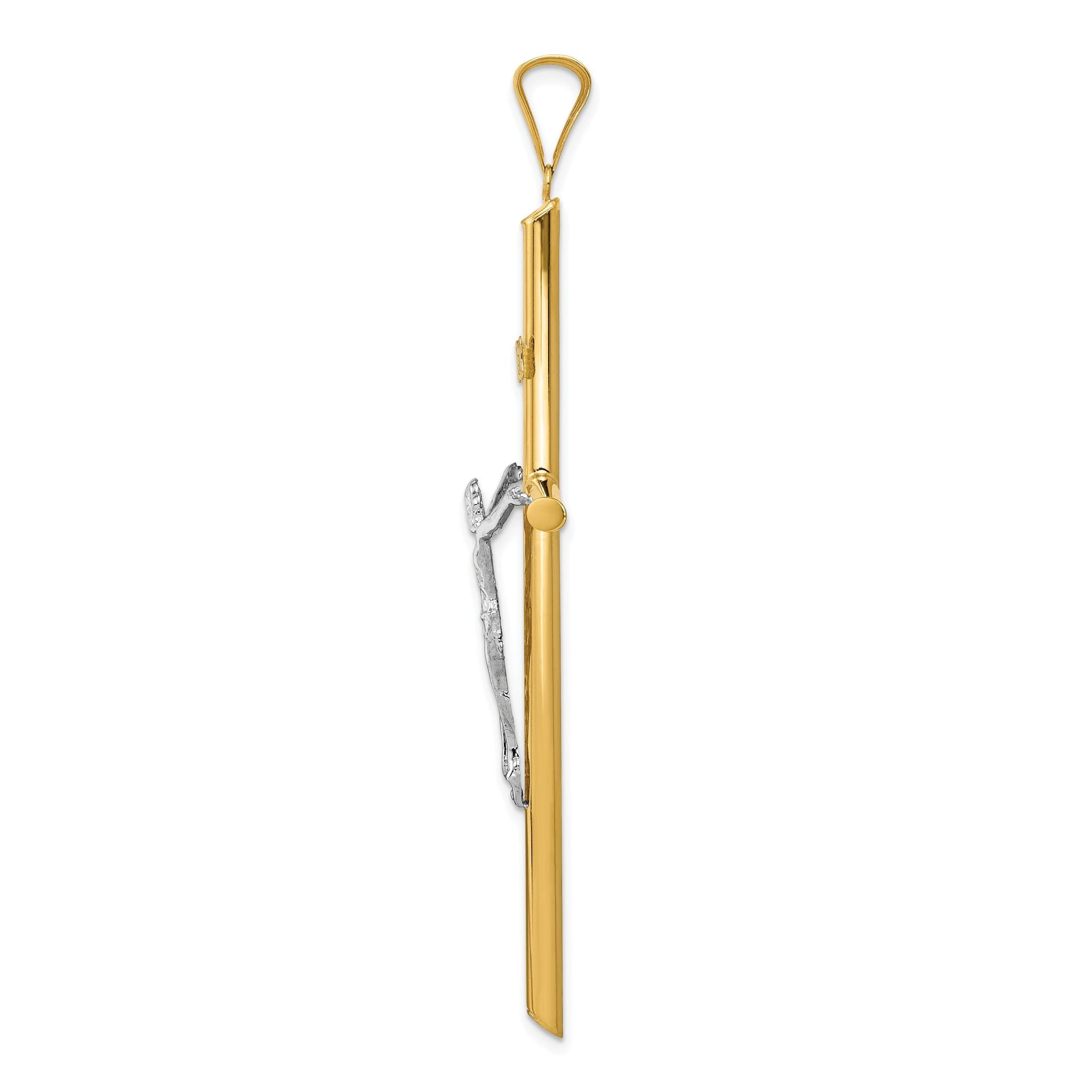 14k Two-Tone Polished Jesus Crucifix Pendant