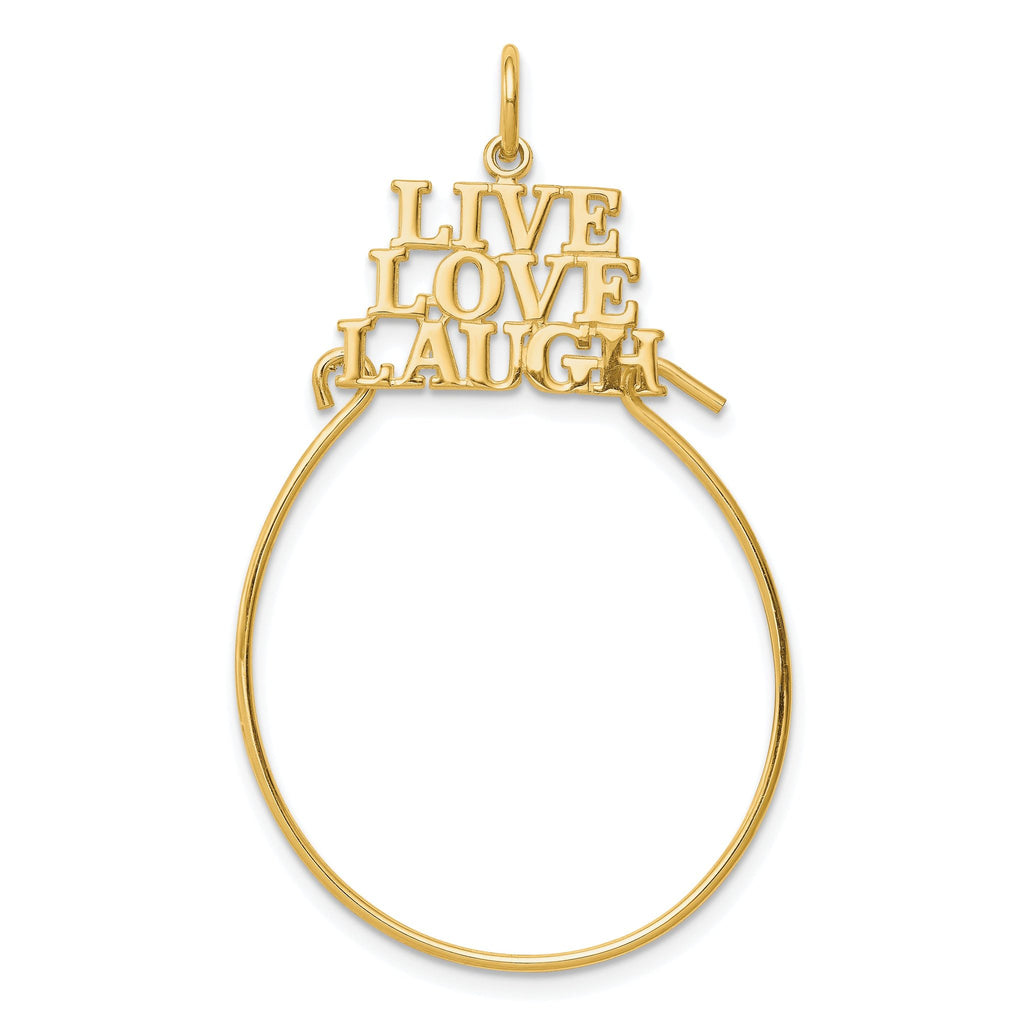 10K Gold Charm Holder with Polished Finish Live Love Laugh Design
