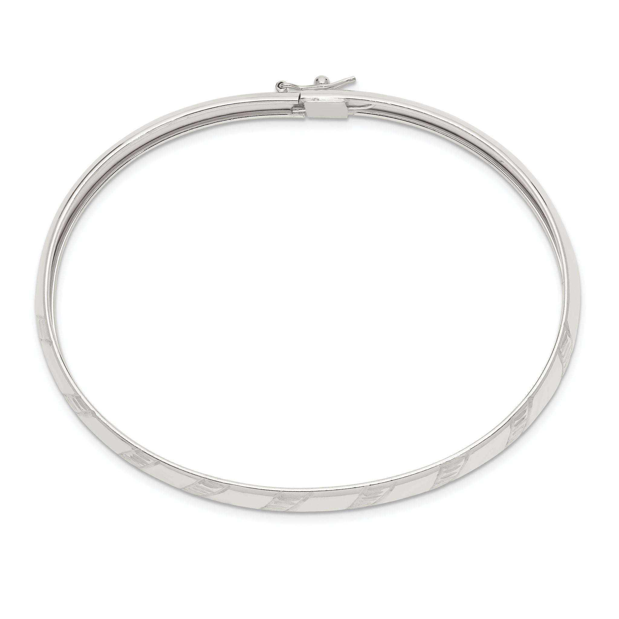 Sterling Silver 7mm Diamond-cut Flexible Bangle Secondary image