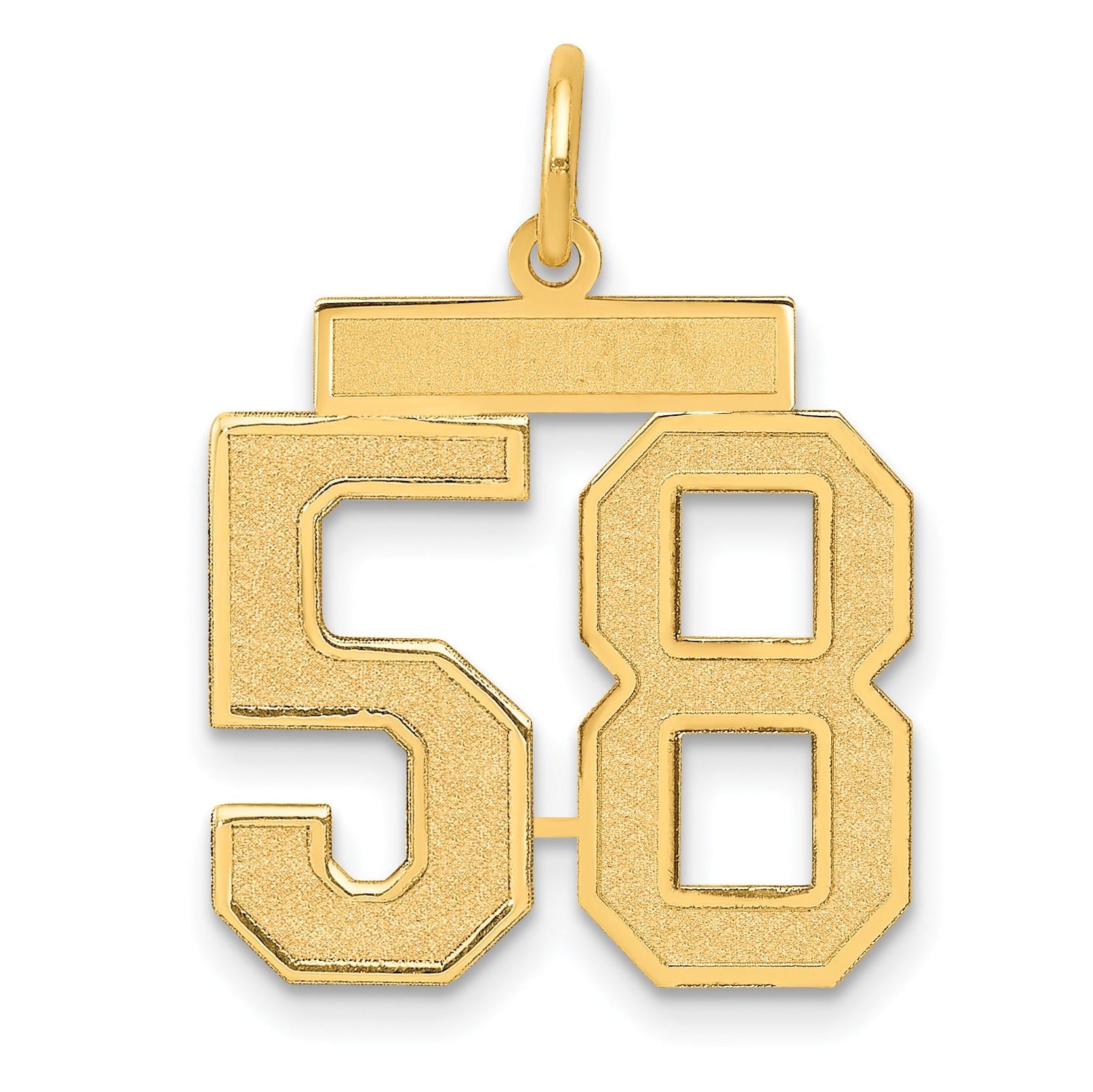 14K Gold Satin Number 58 Charm with Brushed Finish