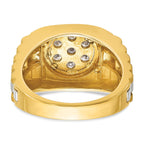 10k Two-tone Men's Polished Satin and Textured 1/2 Carat A Quality Diamond Cluster Ring