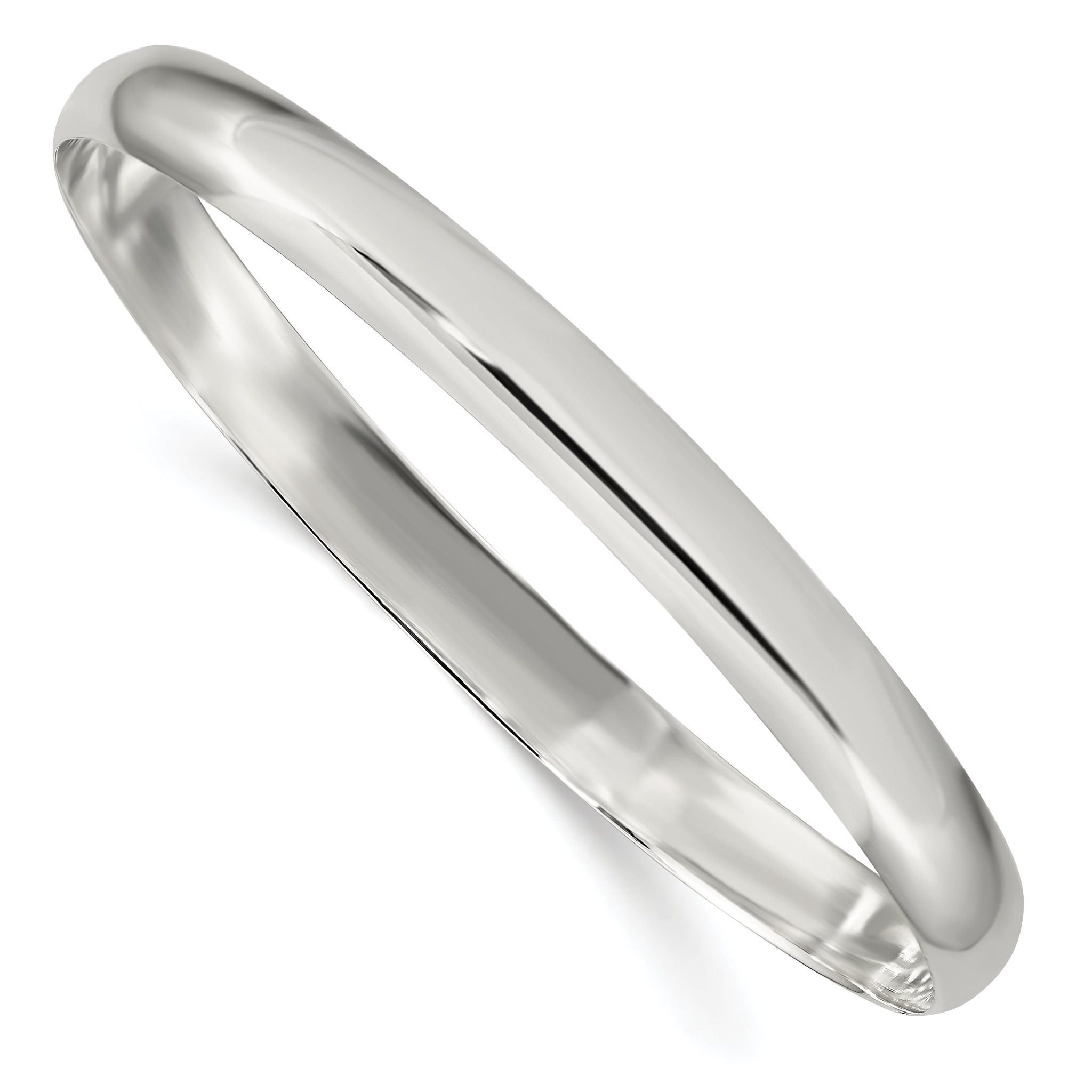 925 Sterling Silver Women's Solid Polished Slip-On Bangle Bracelet