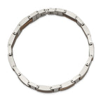 Chsiel Stainless Steel Polished with Tiger's Eye Inlay Link Bracelet for Men