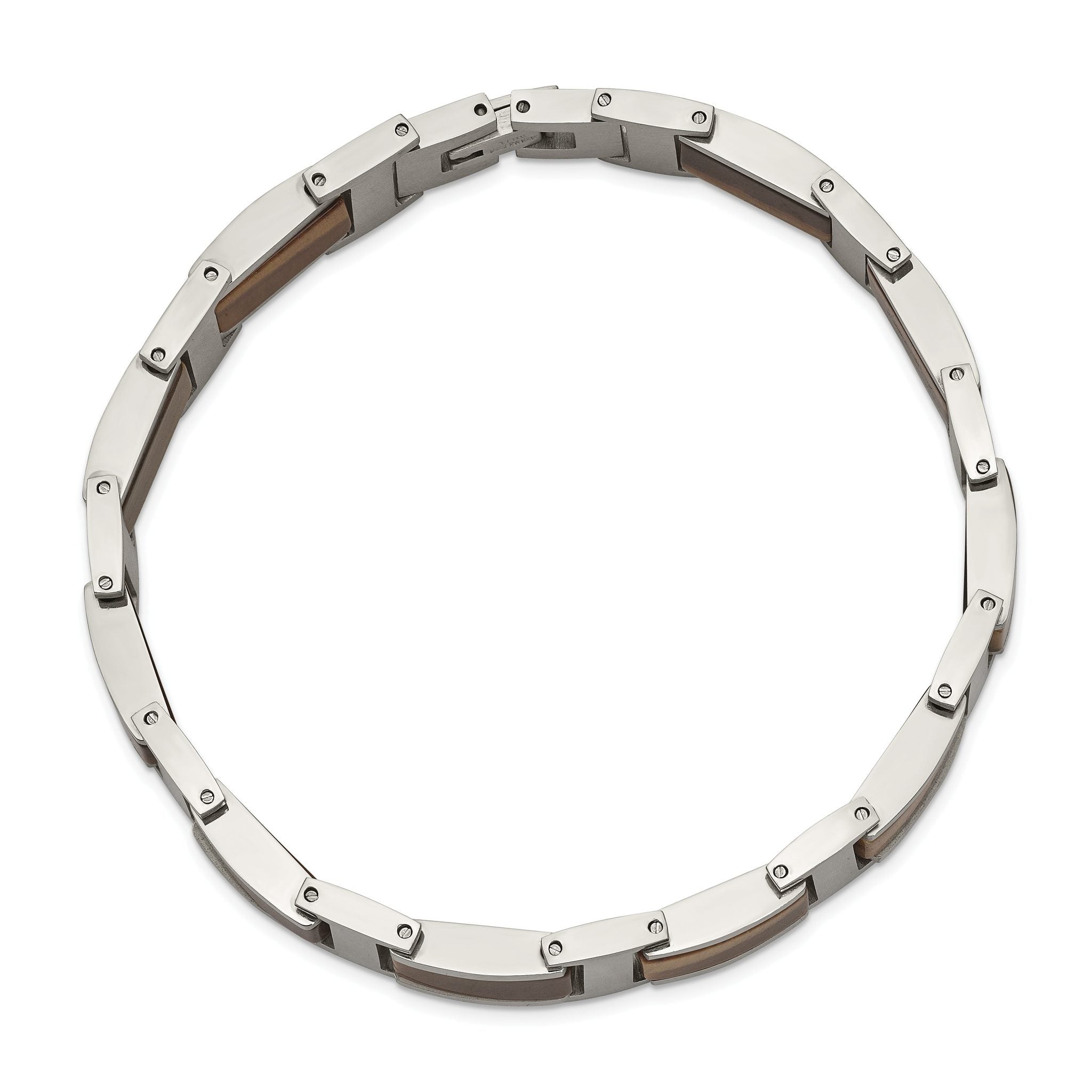 Chsiel Stainless Steel Polished with Tiger's Eye Inlay Link Bracelet for Men