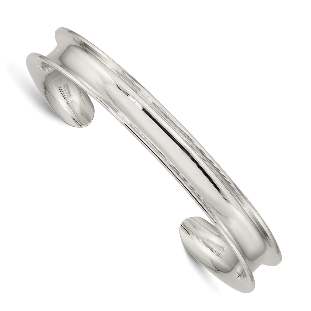 Sterling Silver 925 Women's Polished Cuff Bangle Engravable and Elegant