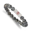 Stainless Steel Brushed with Red Enamel Medical ID 8.5mm Labradorite Beaded Stretch Bracelet