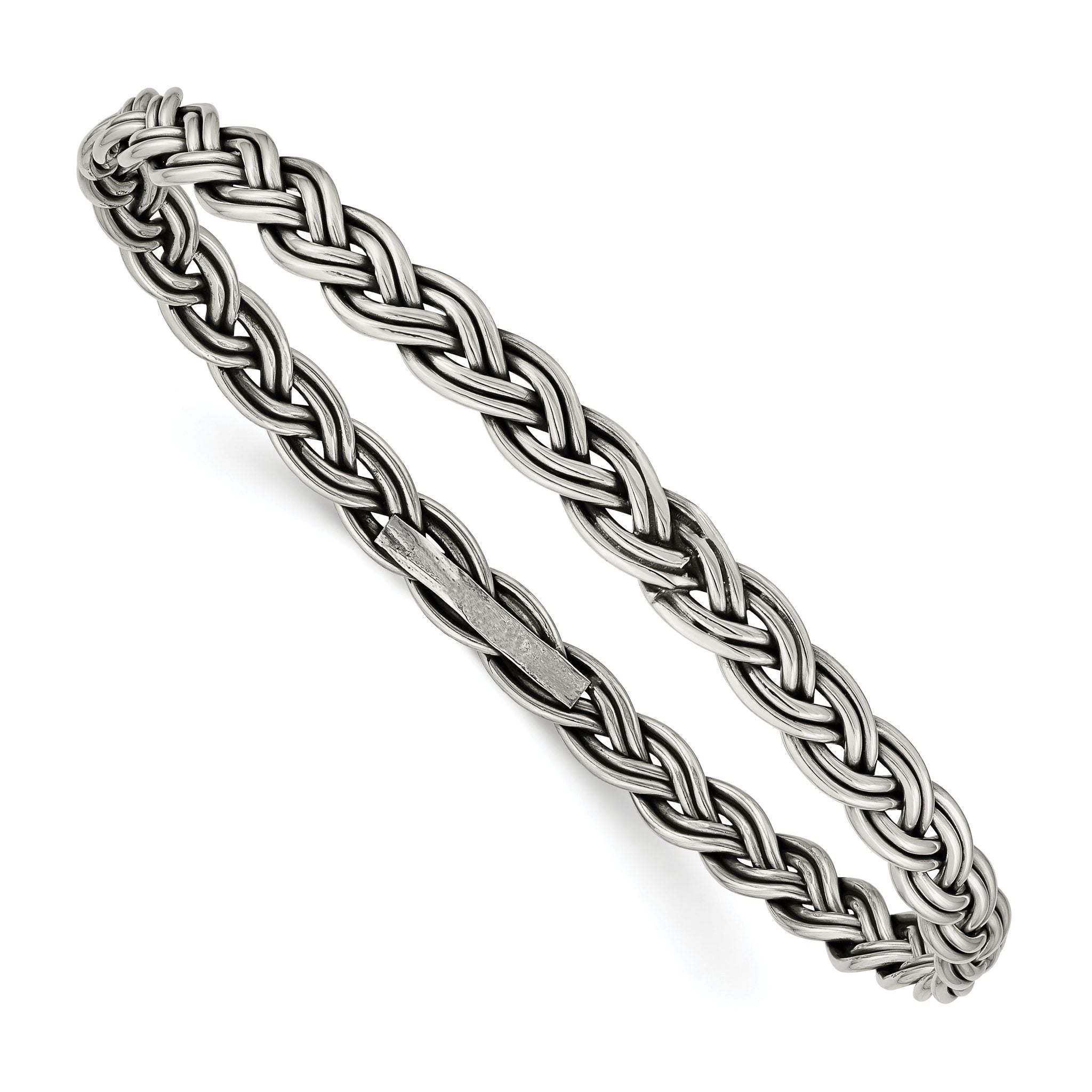 Sterling Silver Antiqued 5.25mm Slip-on Bangle Main image