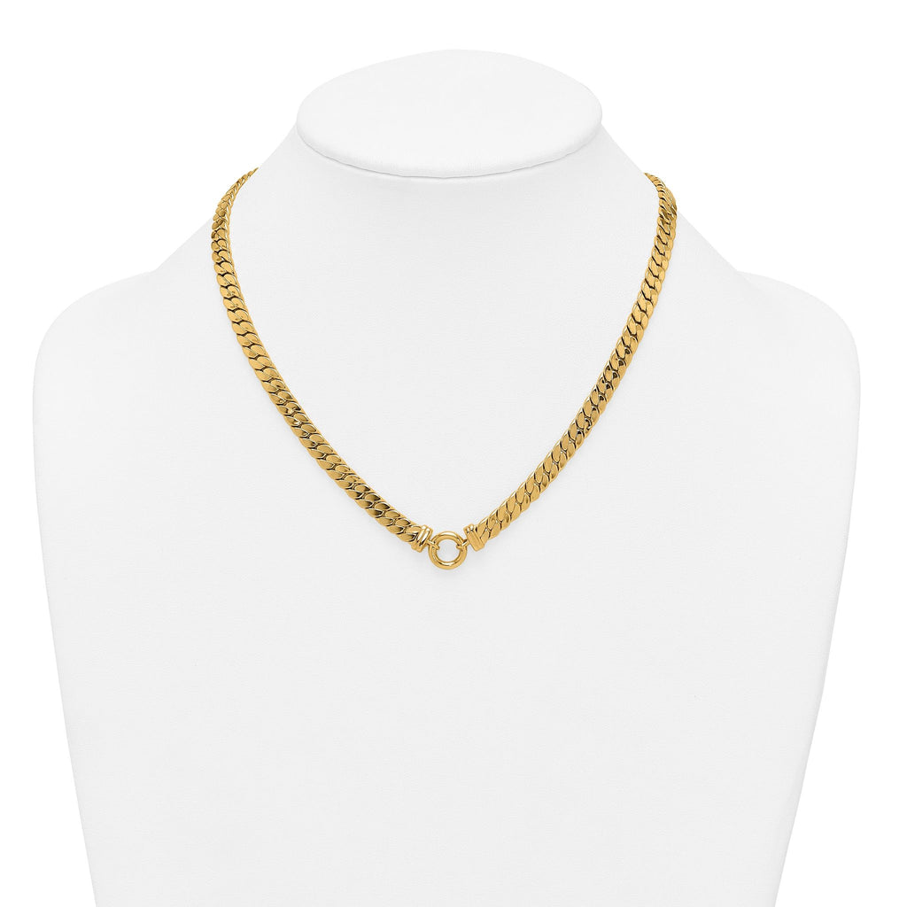 14k Polished Flat Curb Link with Center Circle Element 18 inch Necklace