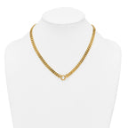 14k Polished Flat Curb Link with Center Circle Element 18 inch Necklace
