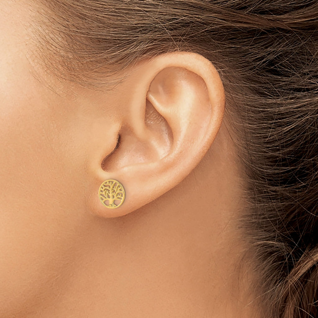 14k Round Tree Post Earrings