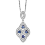 Sophia Jewelers Sterling Silver Vintage Style Blue CZ Necklace