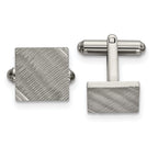 Stainless Steel Polished Textured Square Cuff Links