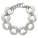 Stainless Steel Polished and Brushed Open Link Bracelet with . Extension