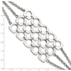 Stainless Steel Polished Fancy Three Strand Square Toggle Bracelet for Women
