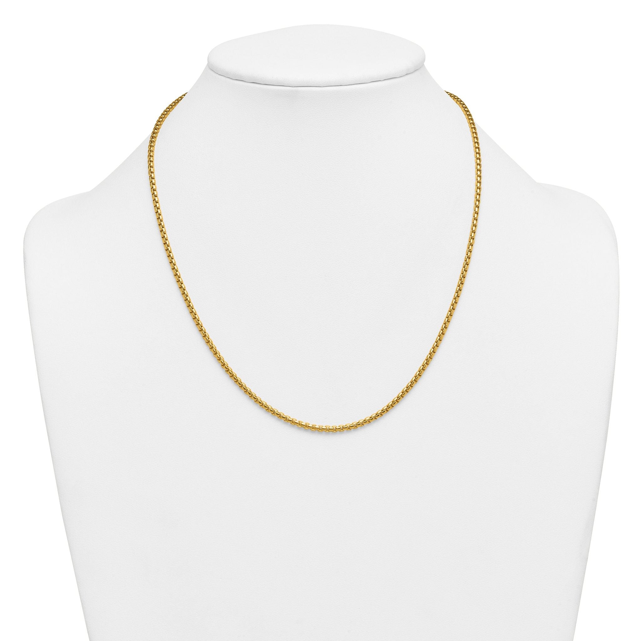 14K Gold Filled Round Venetian Box Chain Necklace in 2.6mm Width
