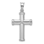 Sterling Silver Rhodium-Plated Reversible Cross Pendant 3D Design