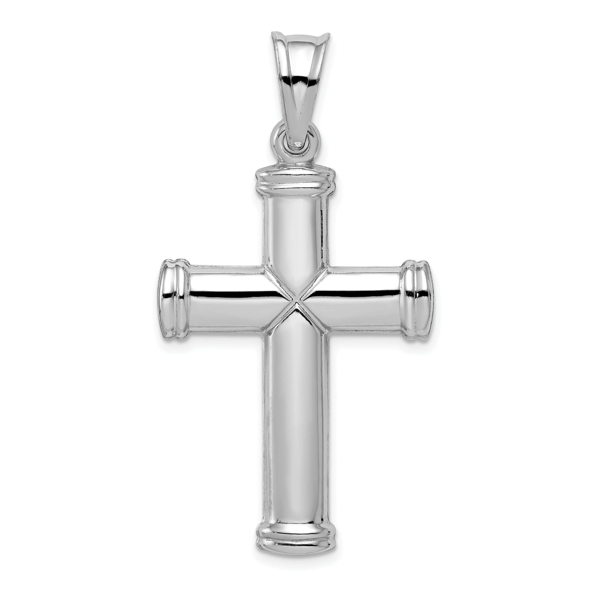 Sterling Silver Rhodium-Plated Reversible Cross Pendant 3D Design