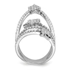 Pure Fire Sterling Silver Rhodium-platedod-plated Cubic Zirconi Star Ring