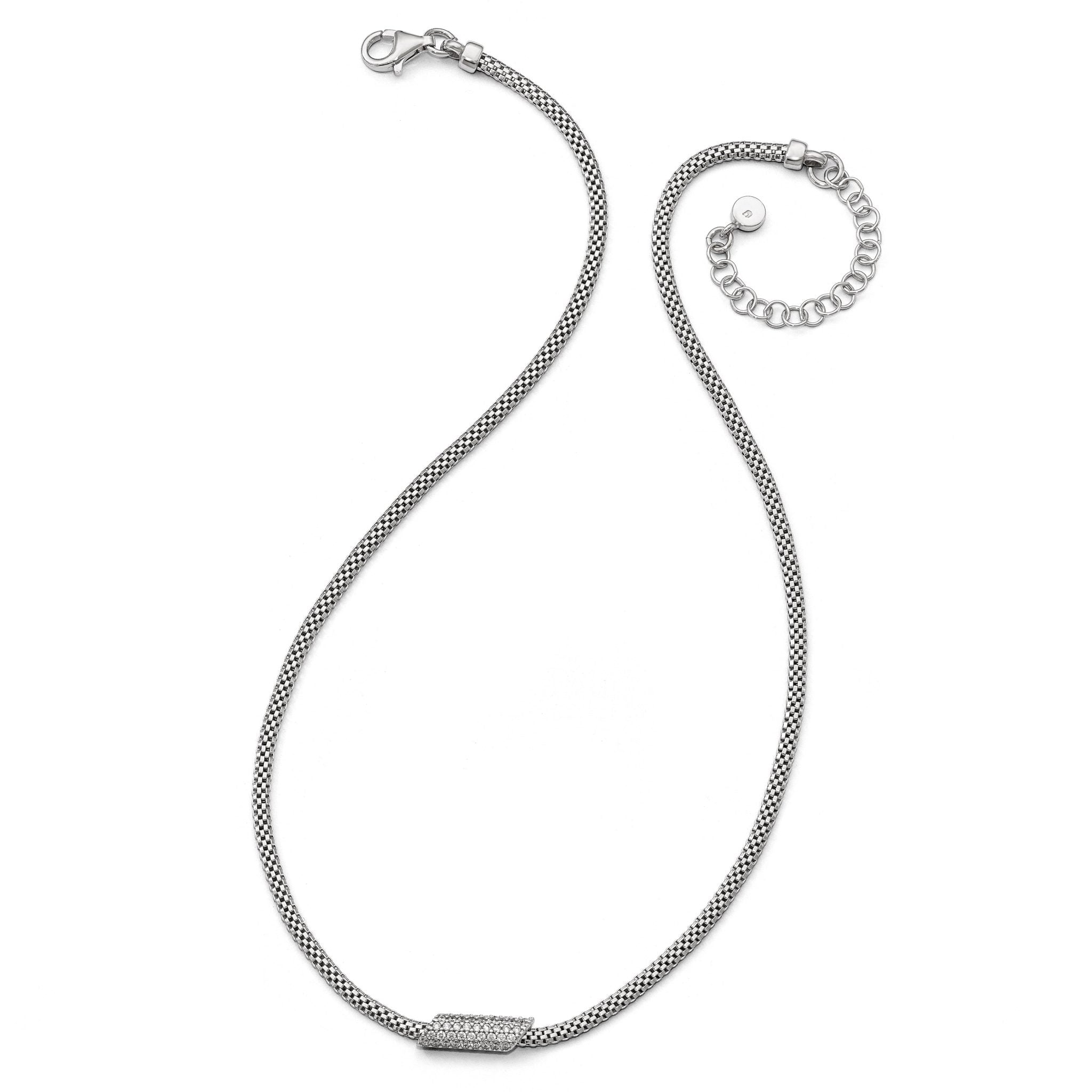 Sterling Silver 925 Fancy Necklace with Clear CZ Elegance by Sophia Jewelers Secondary image