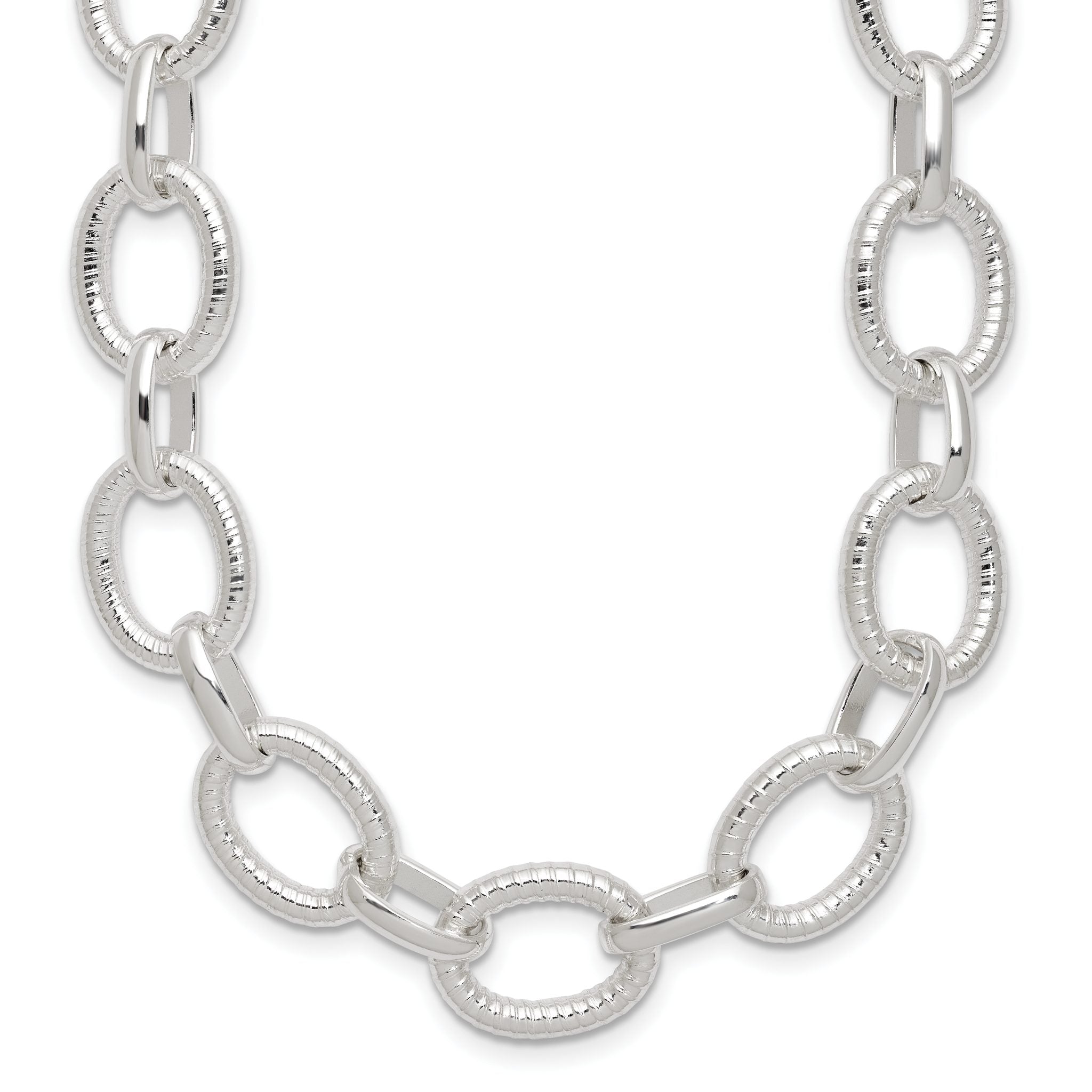 Sterling Silver Polished Fancy Link Necklace Main image