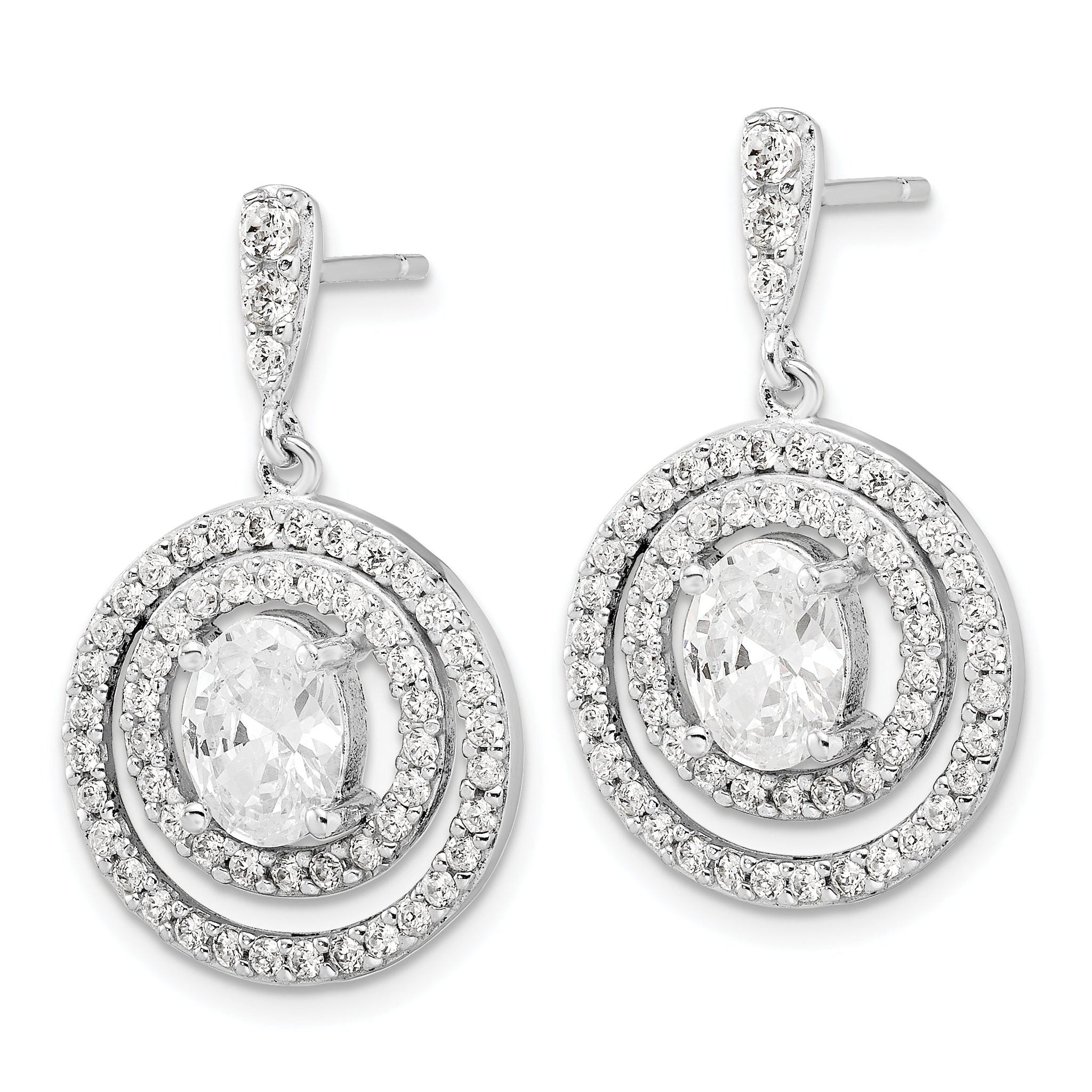Sterling Silver 925 CZ Dangle Earrings with Clear Stones Elegant Drop Design. Secondary image