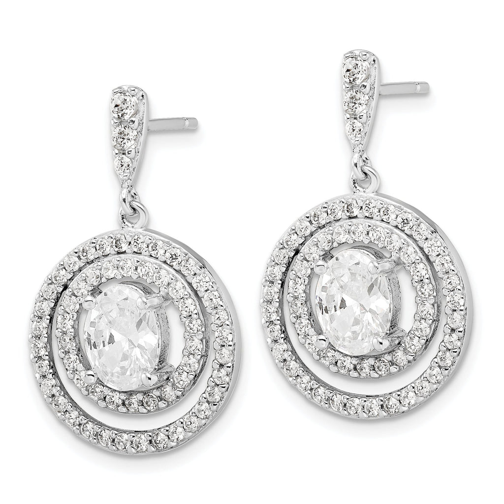Sterling Silver 925 CZ Dangle Earrings with Clear Stones Elegant Drop Design.