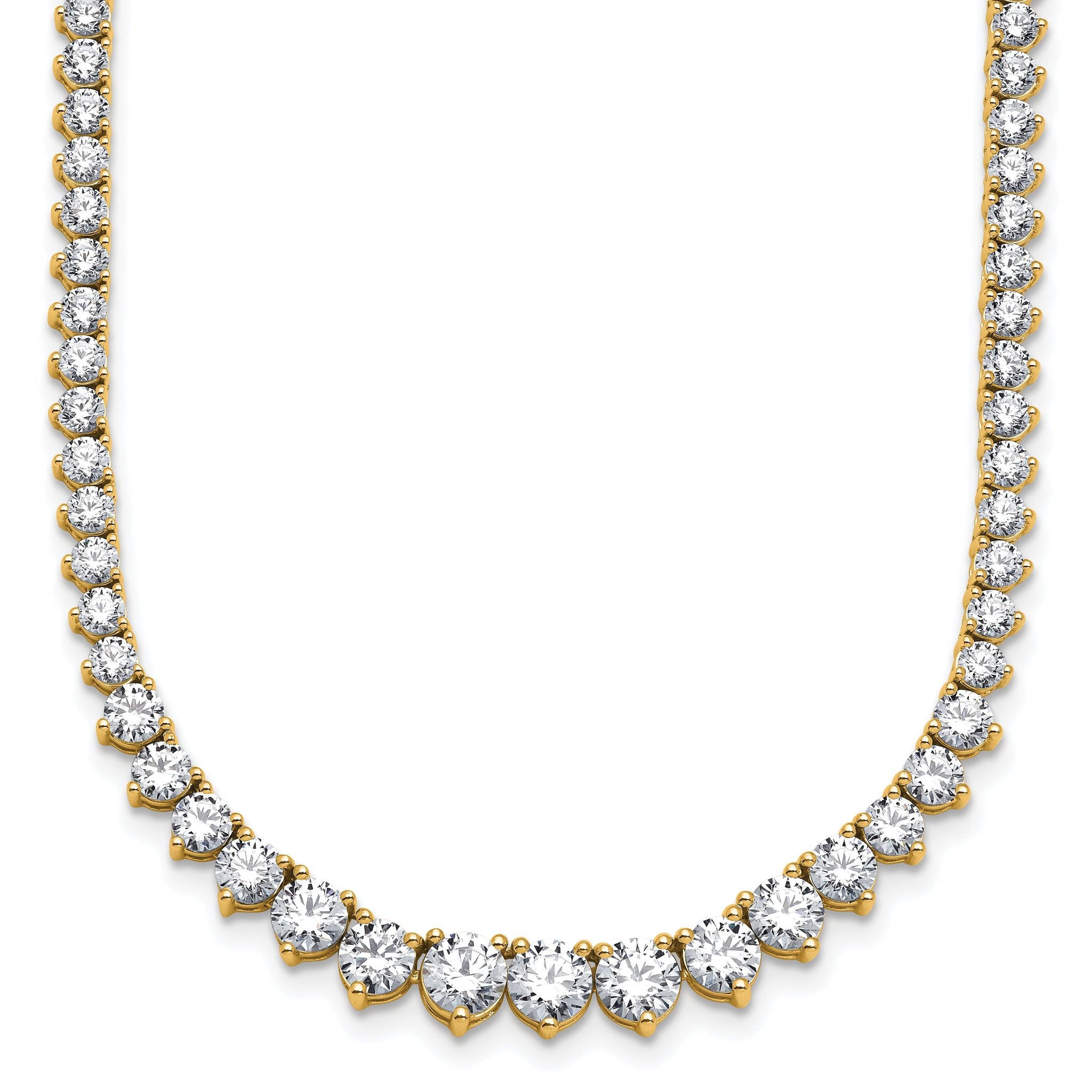 14k 15 carat Lab Grown Diamond VS+ F+ Complete Round 16 inch Graduated Tennis Necklace