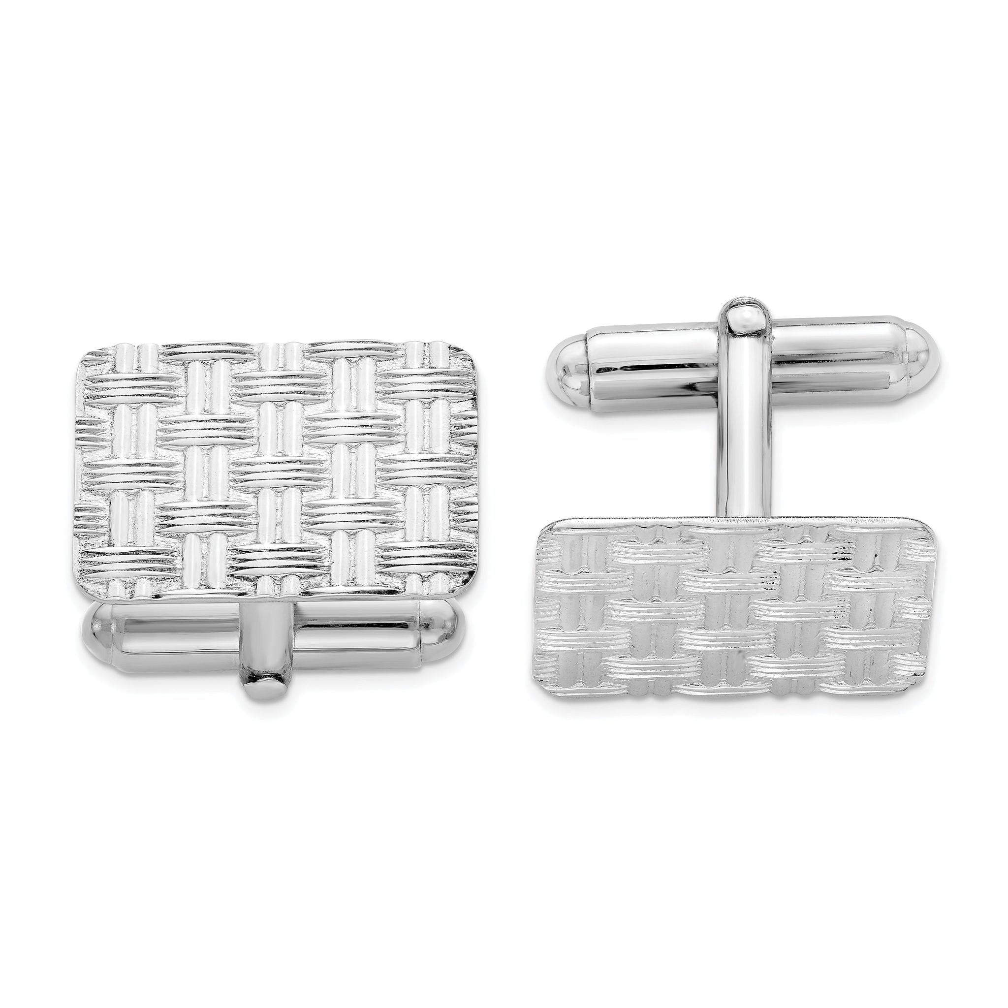Polished Sterling Silver Rhodium-Plated Cuff Links Main image