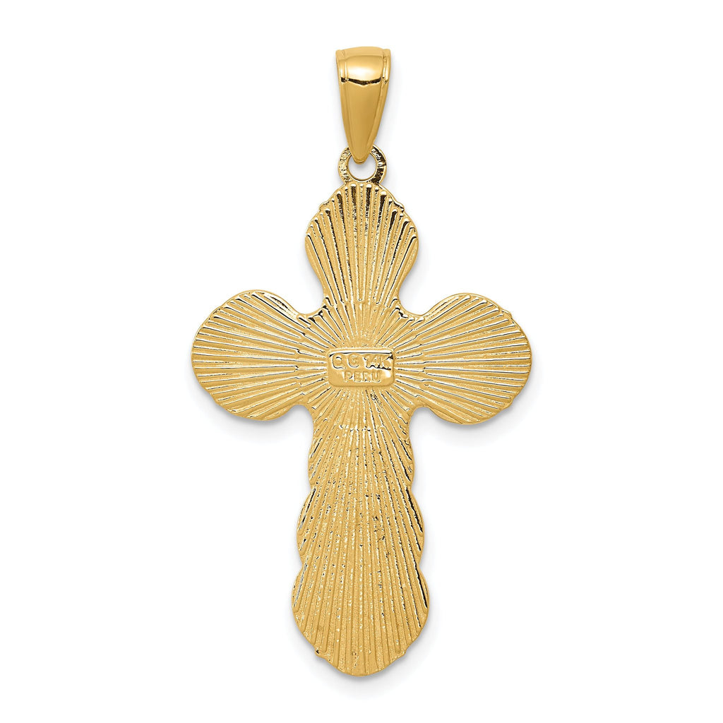 14K Gold Satin Crucifix Pendant with Polished Solid Design  Elegant & Timeless