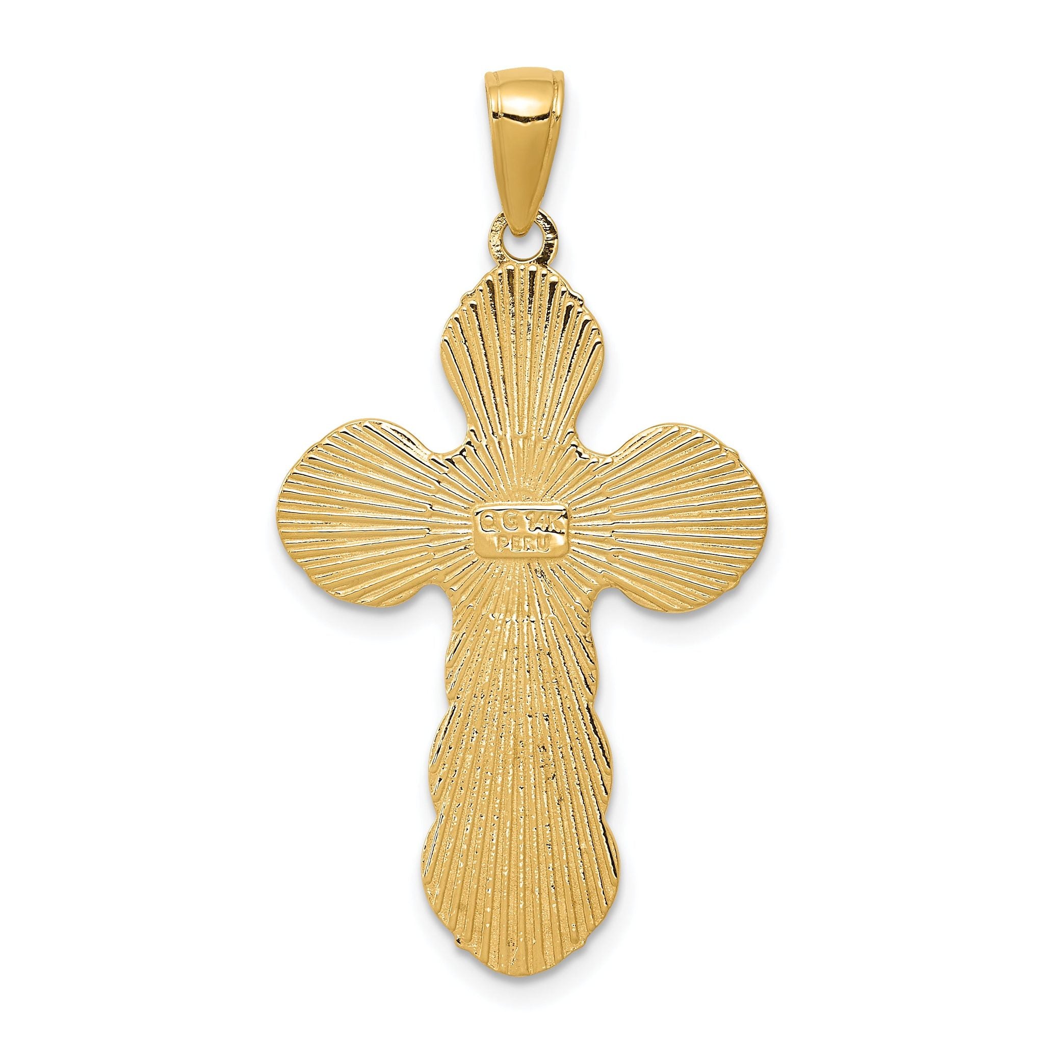 14K Gold Satin Crucifix Pendant with Polished Solid Design  Elegant & Timeless