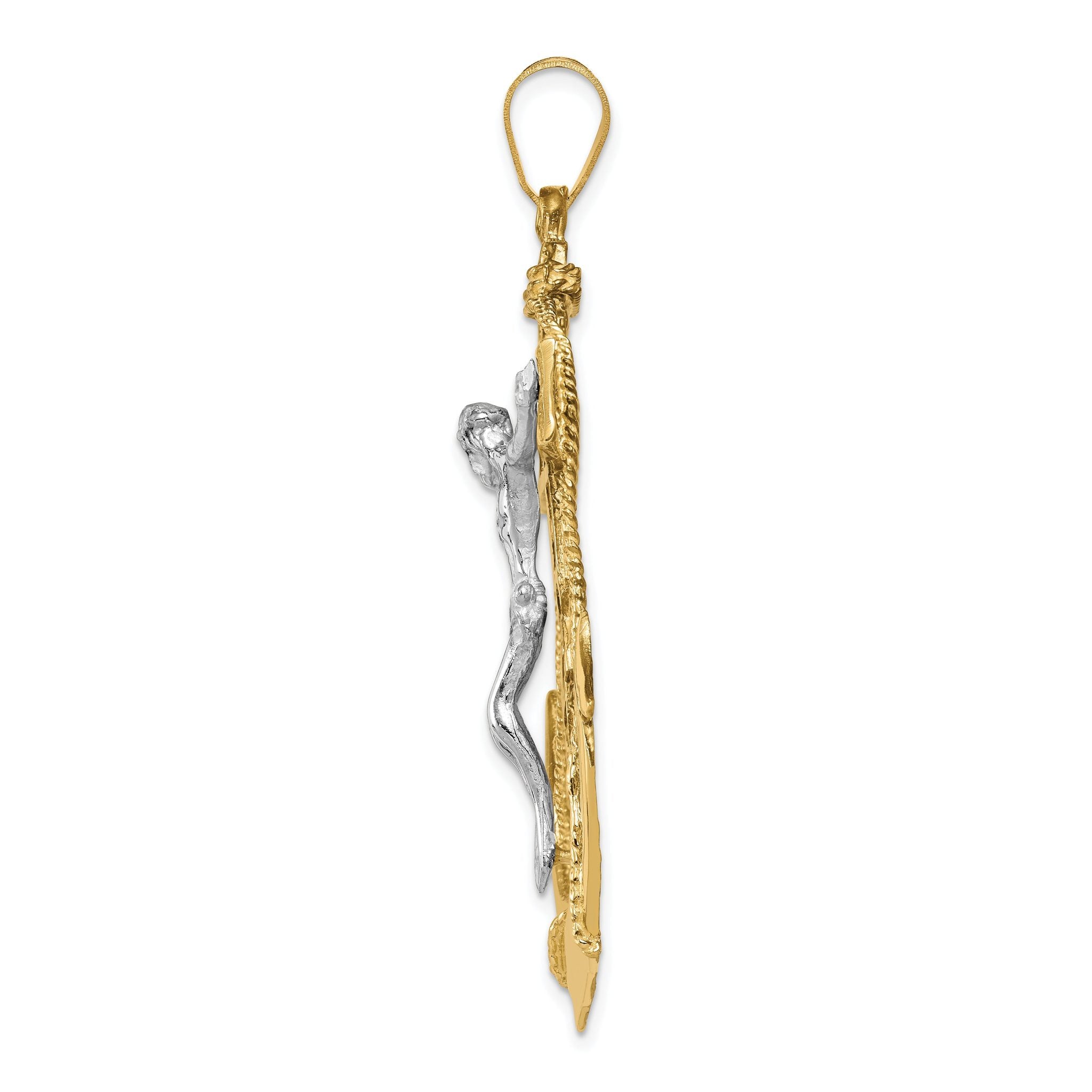 14K Two-Tone Gold Mariner's Crucifix Pendant with Elegant Unisex Design Secondary image