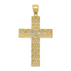 14K Gold and Rhodium Latin Cross Pendant  Solid, Two-Tone, Elegant Design