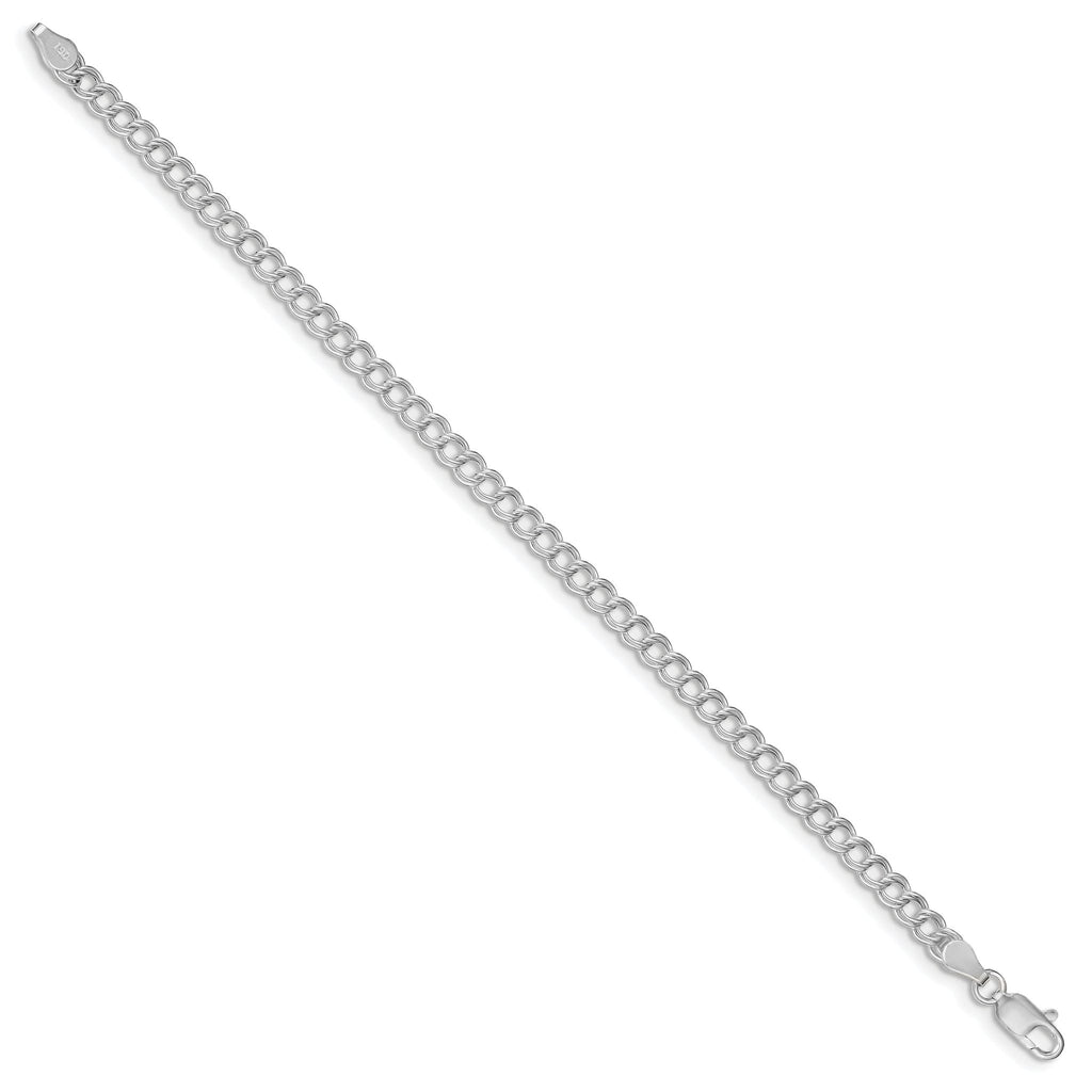 Double Link Charm Bracelet in Sterling Silver, 4.25mm