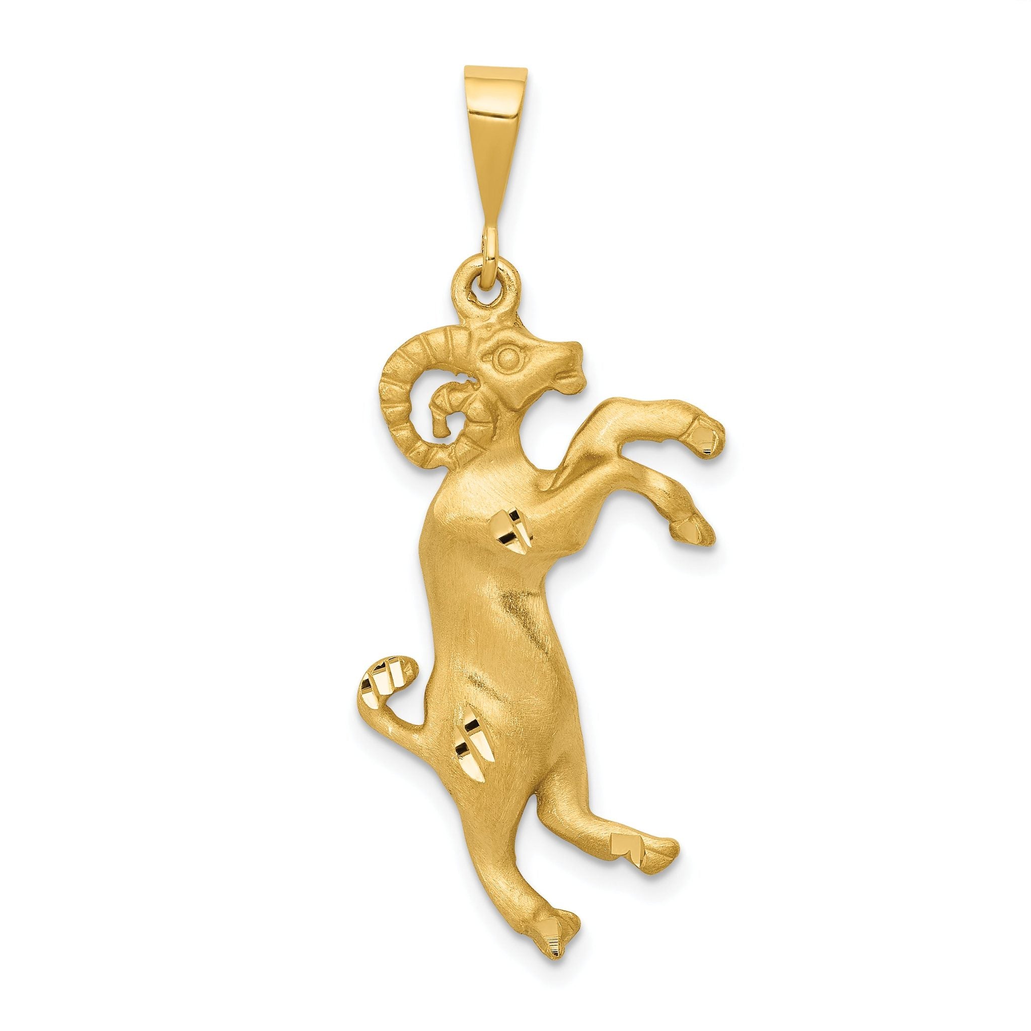 14K Gold Satin Diamond-Cut Aries Zodiac Charm  Elegant and Themed Design Main image