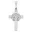 14K White Gold Claddagh Cross Pendant with Polished Rhodium Finish