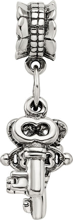 Sterling Silver 925 Dangle Bead with Three Keys Antique Finish