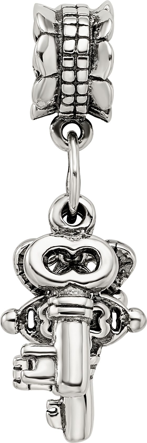 Sterling Silver 925 Dangle Bead with Three Keys Antique Finish