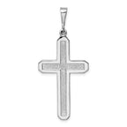 14K White Gold Cross Pendant with Polished Finish and Rhodium Plating
