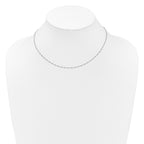 Sterling Silver RH-plated 1.45mm Figaro 1in+1in Adjustable Chain