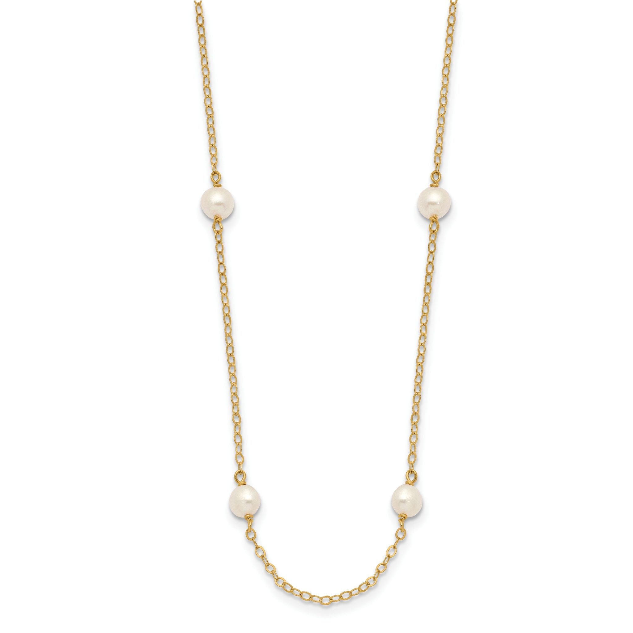 14k 4-5mm White Near-Round Freshwater Cultured Pearl 8-Station 16 inch Necklace Secondary image