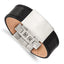 Stainless Steel Brushed Black Leather ID Bracelet for Men