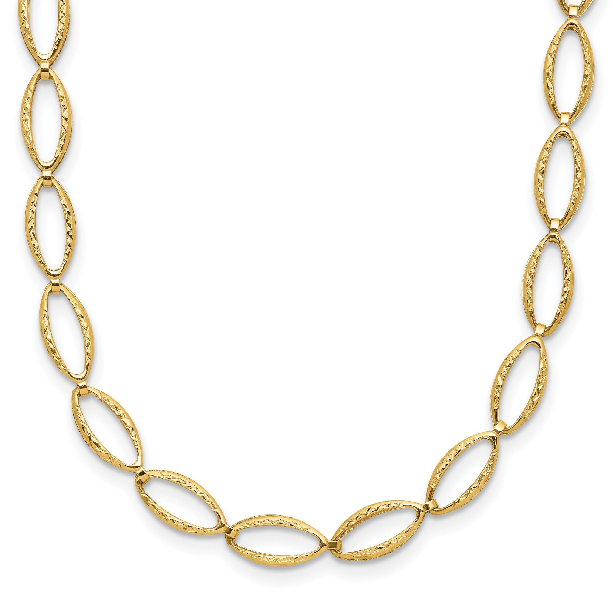 14K Polished and Diamond-cut Fancy Link Necklace Main image