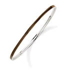 Sterling Silver 925 Stackable Brown Enamel Bangle with Polished Finish