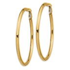 14k 3x45mm Polished Round Omega Back Hoop Earrings