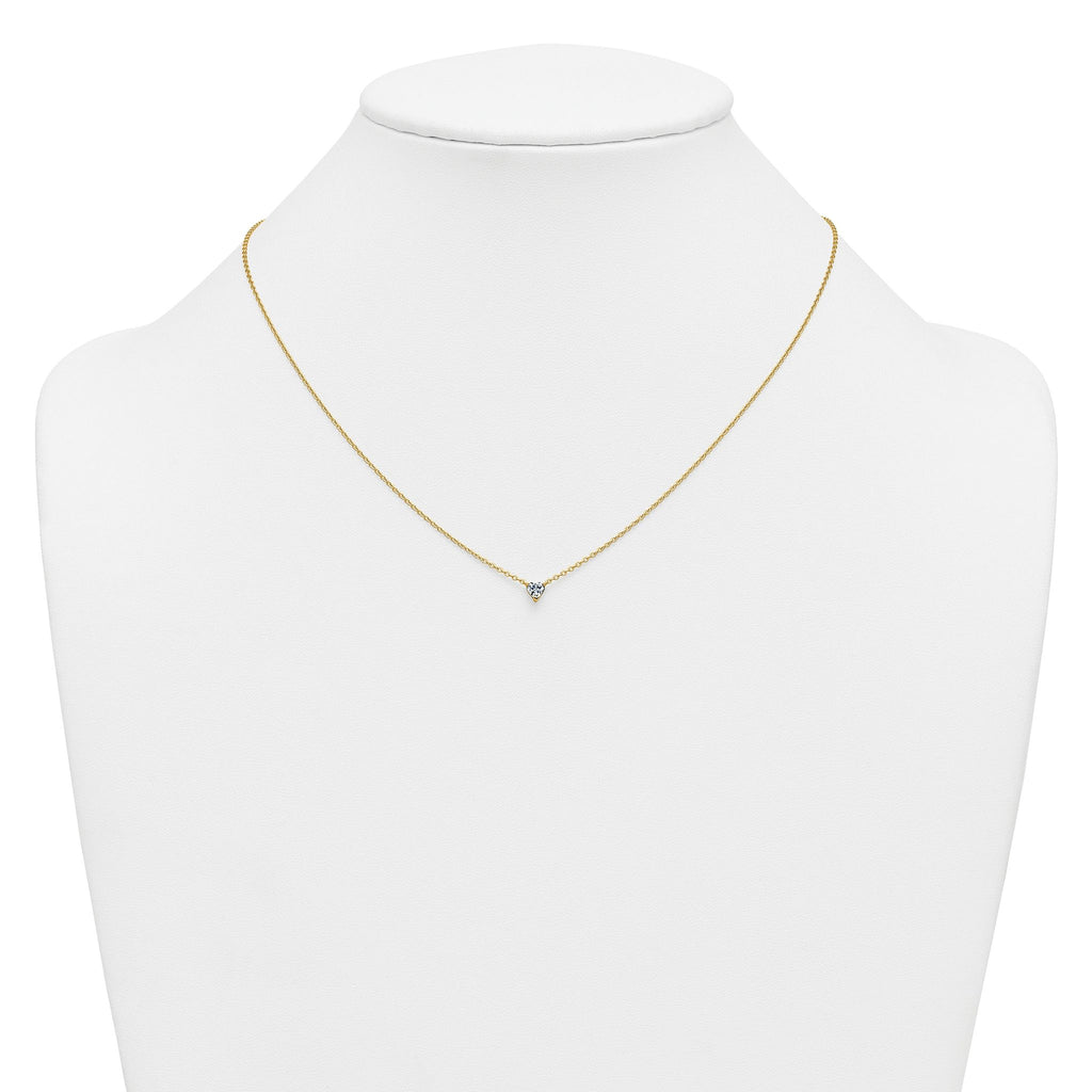 14k 1/4 carat Lab Grown Diamond VS+ F+ Heart Complete 18 inch Four Prong Pendant Necklace